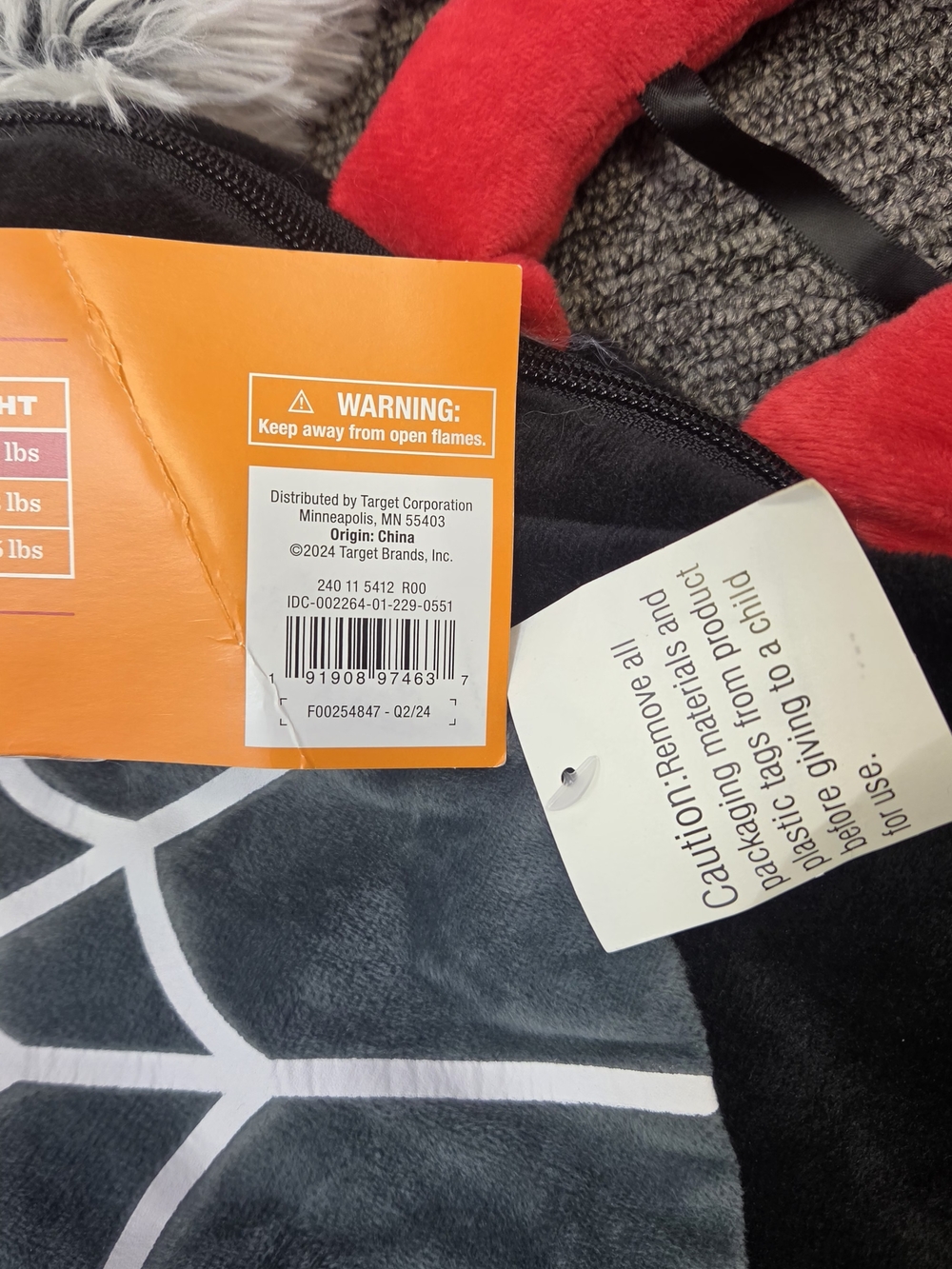 Target Kids Black, Gray & Red Spider Plush Halloween Costume 18-24 Month - Picture 7 of 7